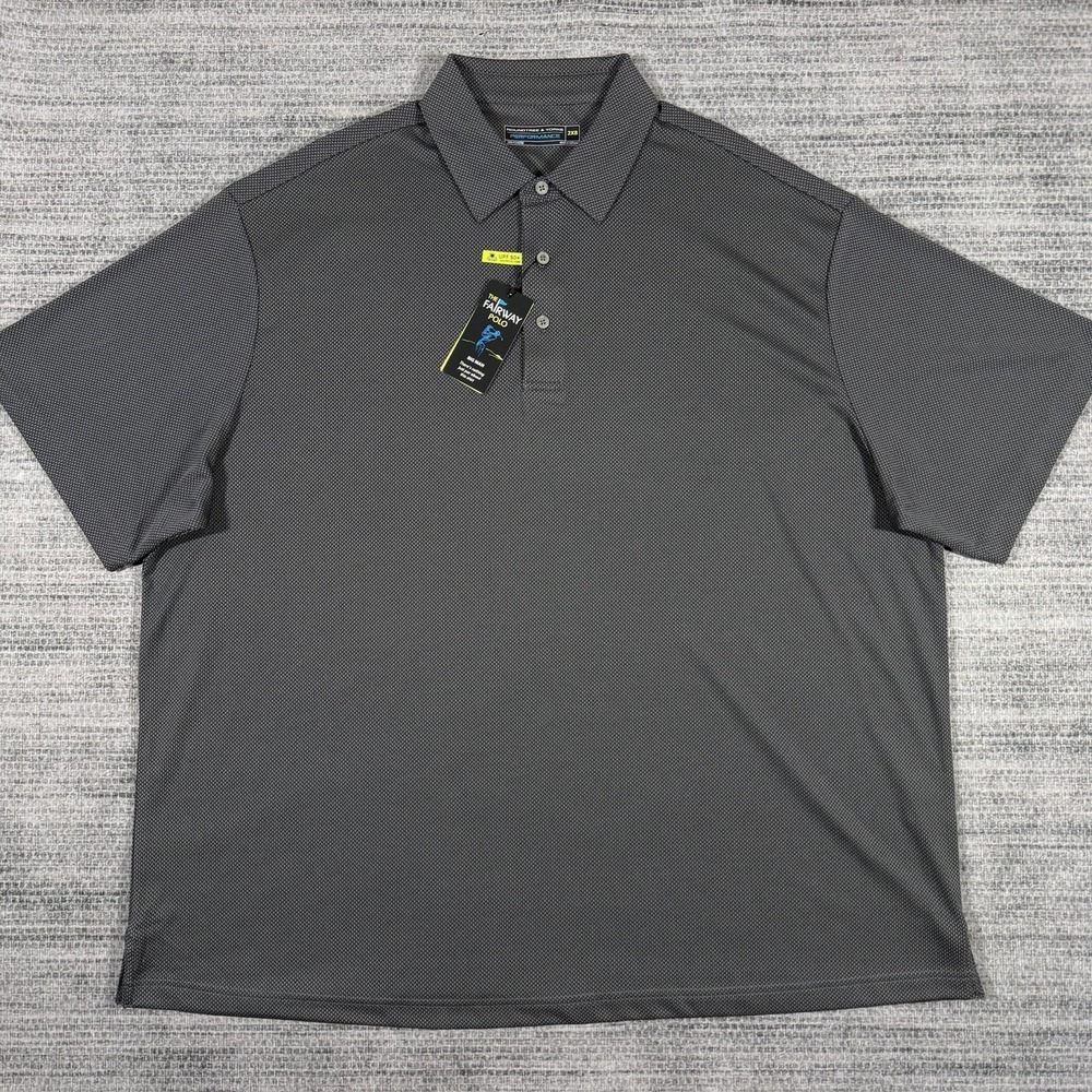 Roundtree & Yorke Performance Men's Size 2XB Black Gray‎ Fairway Polo Shirt